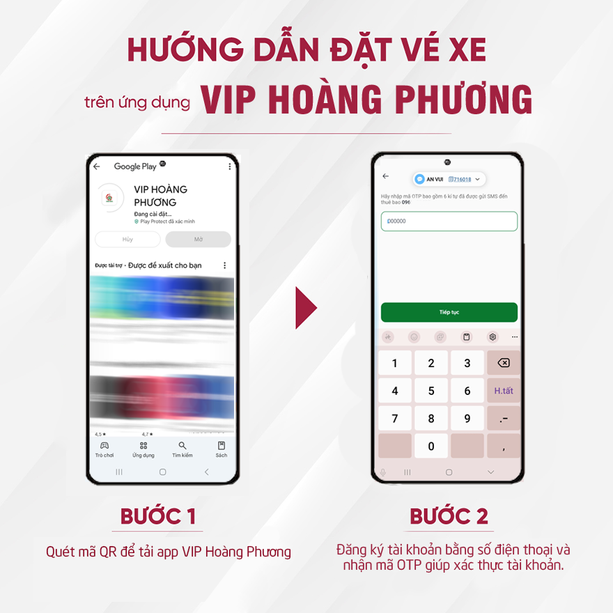 Trước tiên, để bắt đầu sử dụng, bạn cần tải ứng dụng VIP Hoàng Phương về điện thoại của mình