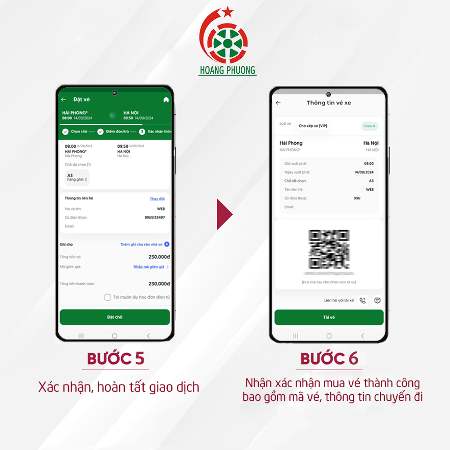 Sau khi đặt vé thành công, bạn sẽ nhận được code vé và mã QR